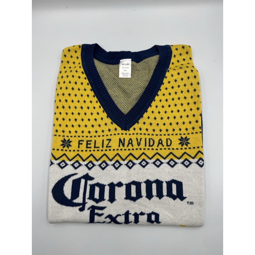 Corona Extra Beer Sweater Mens (M) Logo Christmas Blue White